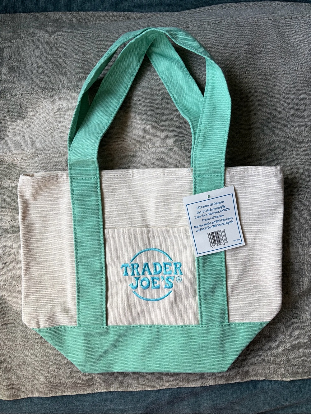 Trader Joe’s Mini Canvas Tote Bag in Mint